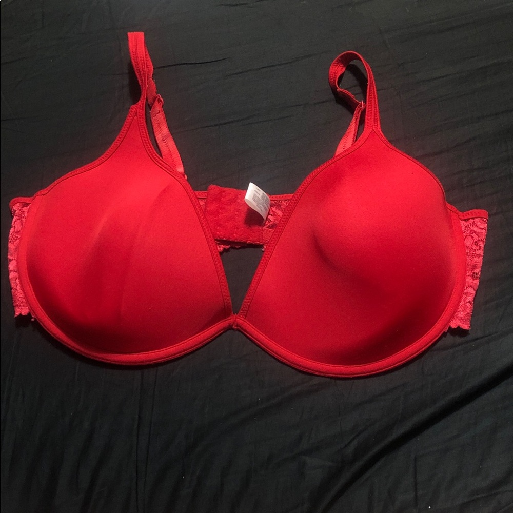 Vibrant Scarlet Lace Bra stone Sarah richards 44DD